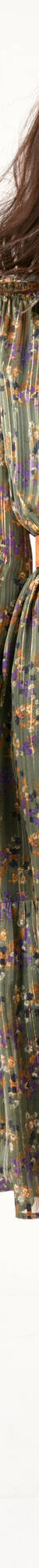 Robe-chemisier longue en voile jacquard imprimé floral (kaki / caramel) Robe-chemisier longue en voile jacquard imprimé floral (kaki / caramel)